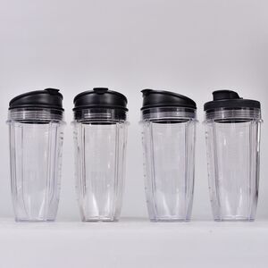 lot of 4 nutri ninja 24oz to-go blender cups bottles containers with lids bundle